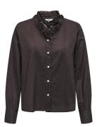 Onlhassie L/S Frill Shirt Ox Wvn Tops Shirts Long-sleeved Brown ONLY
