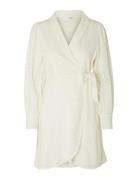 Slfanelli Ls Short Wrap Dress B Lyhyt Mekko White Selected