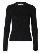Slfcabala Ls Knit O-Neck Tops Knitwear Jumpers Black Selected