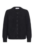 Slfrena Ls Knit Cardigan Camp Tops Knitwear Cardigans Black Selected