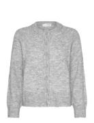 Slfrena Ls Knit Cardigan Camp Tops Knitwear Cardigans Grey Selected