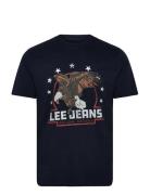 Essential Graphic Tee Tops T-shirts Short-sleeved Navy Lee Jeans