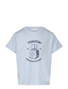 Short-Sleeved Printed T-Shirt Tops T-shirts Short-sleeved Blue Mango