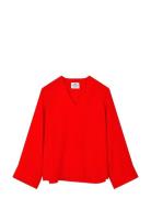 Light Crepe Milly Top Tops Blouses Long-sleeved Red Mads Nørgaard