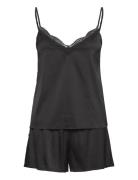 Rhjasmine Silk Blend Woven Nightset Pyjama Black Rosemunde