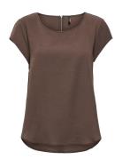 Onlvic S/S Solid Top Noos Wvn Tops Blouses Short-sleeved Brown ONLY