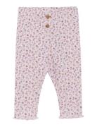 Legging Aop Rib Bottoms Leggings Pink Minymo