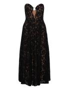 Opal Volume Lace Midi Dress Polvipituinen Mekko Black Bardot