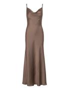 Monroe Cowl Neck Maxi Dress Maksimekko Juhlamekko Brown Bardot