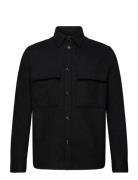 Flat Wool Overshirt Tops Overshirts Black J. Lindeberg