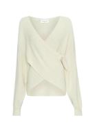 Mschzinelle Rachelle Wrap Pullover Tops Knitwear Jumpers Cream MSCH Co...
