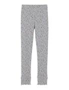Leggings Aop Rib Bottoms Leggings Grey Minymo