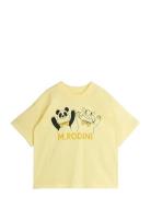 Panda & Cat Sp Ss Tee Tops T-shirts Short-sleeved Yellow Mini Rodini