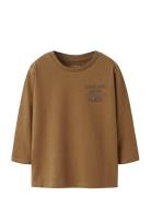 Nmmnoah Ls Nreg Top Box Tops T-shirts Long-sleeved T-shirts Brown Name...