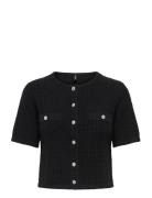 Onlkiel S/S Button Card Knt Moch Tops Knitwear Cardigans Black ONLY