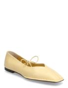 Sway Black Leather Ballet Flats Ballerinat Yellow ALOHAS