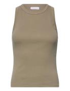 2Nd Purity Tt - Daily Cotton Rib Tops T-shirts & Tops Sleeveless Beige...