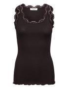 Rwbabette Silk Sl U-Neck Long Lace Tops T-shirts & Tops Sleeveless Bro...