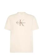 Ss Hero Monologo Tee 20S Tops T-shirts Short-sleeved Cream Calvin Klei...