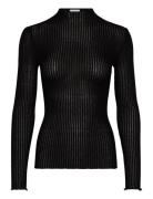 Rwbelize Silk Ls T-Neck T-Shirt Tops T-shirts & Tops Long-sleeved Blac...