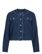 Vioaklynn O-Neck L/S Denim Jacket Tops Knitwear Cardigans Navy Vila