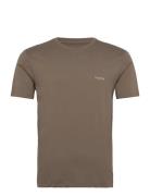 Organic Basic Tee Tops T-shirts Short-sleeved Khaki Green 7 DAYS Activ...