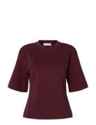 Slfmesa Ss Tee Tops T-shirts & Tops Short-sleeved Burgundy Selected