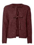 Pcsilly Ls Rev Tie Knit Noos Bc Tops Knitwear Jumpers Burgundy Pieces
