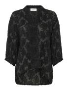 Slraye Amily Blouse 3/4 Tops Blouses Long-sleeved Black Soaked In Luxu...