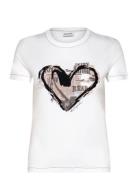 Letter Core Tops T-shirts & Tops Short-sleeved White Desigual