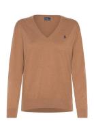 Cotton V-Neck Sweater Tops Sweat-shirts & Hoodies Sweat-shirts Brown P...