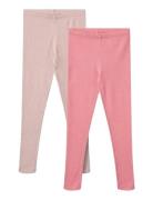 2 Rib Leggings Maddy Bottoms Leggings Pink Wheat