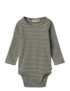 Body L/S Berti Bodies Long-sleeved Multi/patterned Wheat