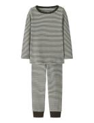 Nmnnightset Stripe Rib Noos Pyjamasetti Pyjama Brown Name It