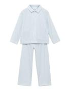Striped Cotton Long Pyjama Pyjamasetti Pyjama Blue Mango