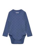 Hmlmini Bee Aop Body L/S Bodies Long-sleeved Blue Hummel