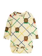 Bear Check Aop Ls Body Pitkähihainen Body Cream Mini Rodini