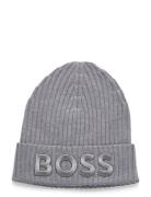 Lara_Hat Accessories Headwear Beanies Grey BOSS