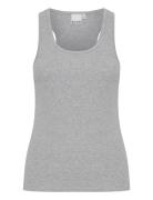 Ihpalmer Rib Box To Tops T-shirts & Tops Sleeveless Grey ICHI
