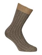 Merino Silk Rib Crew 1-Pack Lingerie Socks Regular Socks Brown Alpacas...