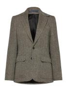 Herringb Linen-Blend Blazer Blazers Single Breasted Blazers Brown Polo...