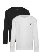 2P Chest Mono Ls T-Shirt Tops T-shirts Long-sleeved T-shirts White Cal...