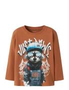 Nmmolly Ls Nreg Top Box Tops T-shirts Long-sleeved T-shirts Orange Nam...