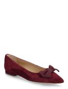 Londyn Bow-Trim Suede Ballet Flat Ballerinat Red Lauren Ralph Lauren