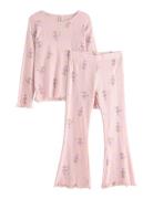 Pyjamas Pointelle Flare Pyjamasetti Pyjama Pink Lindex