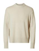 Slhcalle Relaxed Cashmere Blend Crew Tops Knitwear Round Necks Cream S...