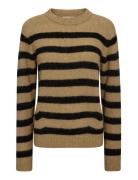 Mmthora Stripe Crewneck Knit Tops Knitwear Jumpers Beige MOS MOSH
