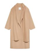 Dbl Face Wool Scarf Coat Villakangastakki Pitkä Takki Beige Calvin Kle...