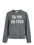 Vimelie O-Neck L/S Detail Knit Top/R Tops Knitwear Jumpers Grey Vila