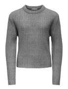 Kogjeanett Life Ls Rib O-Neck Cp Knt Tops Knitwear Pullovers Grey Kids...
